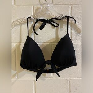 Shade And Shore basic black padded front tie bikini top